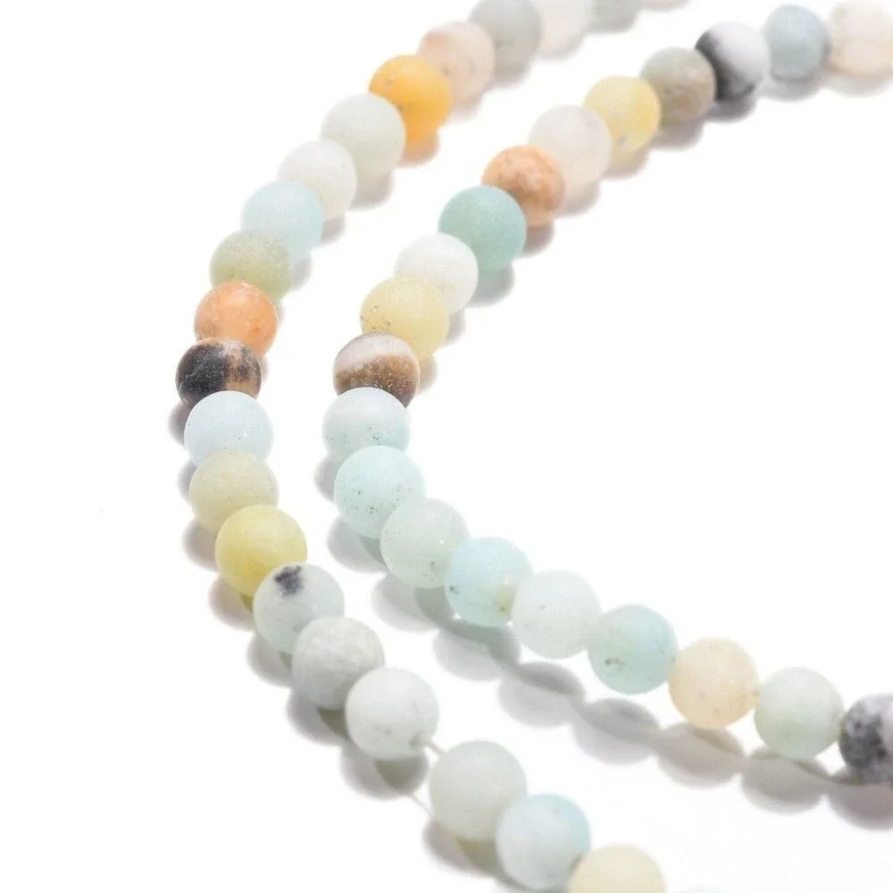 4MM Frosted Amazonite Beads-ONE Gemstone Bead Strand-Crafts Jewelry Making NWT
